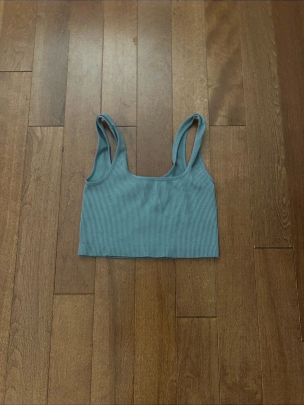 Dynamite Teal Ribbed Cropped Tank Top